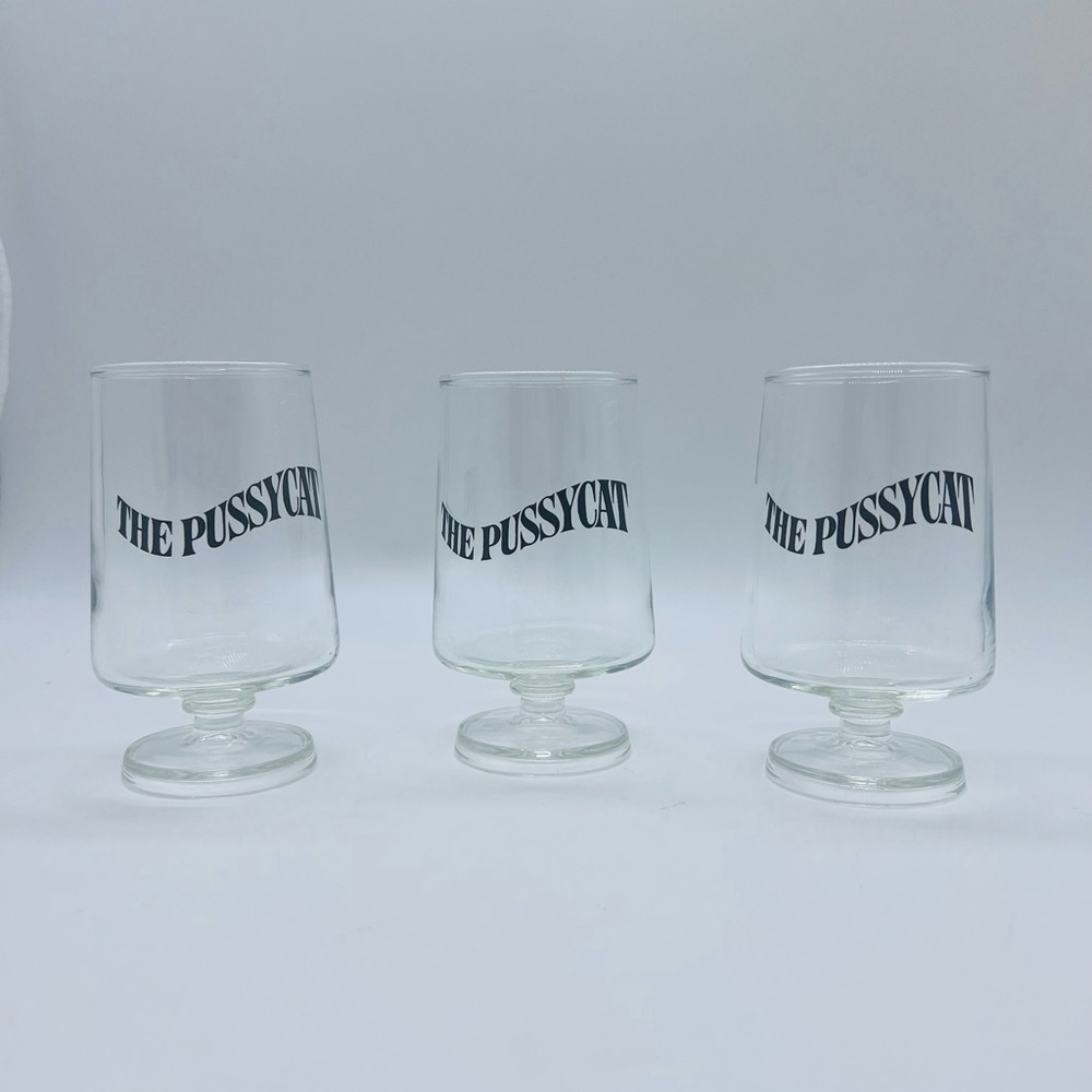 THE PUSSYCAT SET OF 3 VINTAGE 1972 EARLY TIMES KENTUCKY BAR WARE